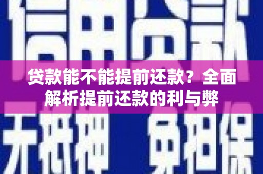 桑日贷款能不能提前还款？全面解析提前还款的利与弊