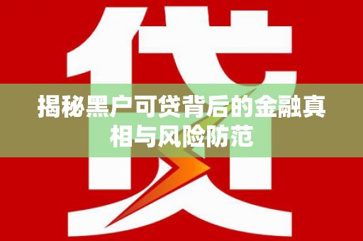 桑日揭秘黑户可贷背后的金融真相与风险防范