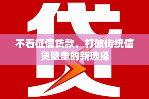 桑日不看征信贷款，打破传统信贷壁垒的新选择