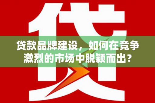 桑日贷款品牌建设，如何在竞争激烈的市场中脱颖而出？