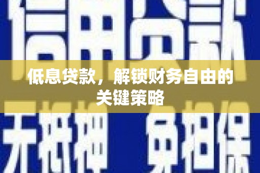桑日低息贷款，解锁财务自由的关键策略