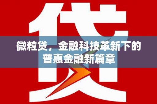桑日微粒贷，金融科技革新下的普惠金融新篇章