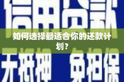 桑日如何选择最适合你的还款计划？